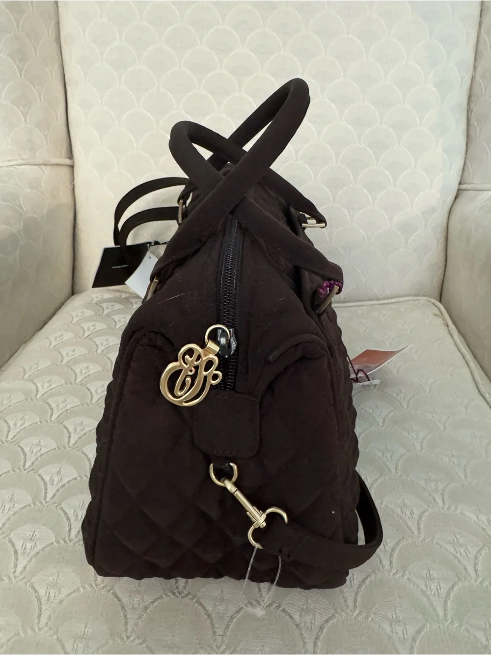 Vera Bradley Boston Bag Expresso Quilted Brown Satchel shoulder bag NWT